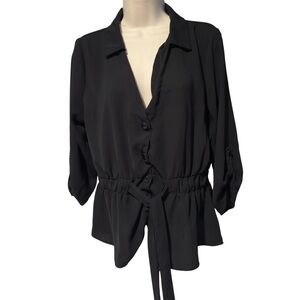 Sweet Rain Black Button-Up Blouse Sz M